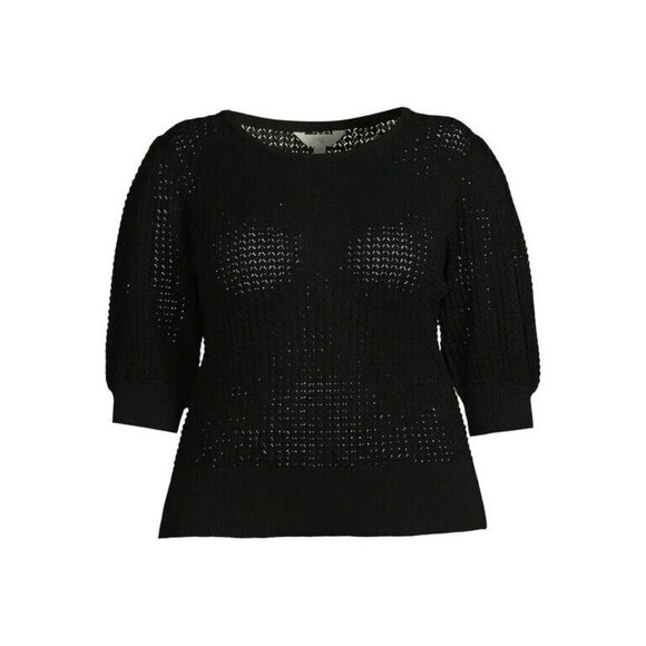 Terra & Sky Women's Textured Sweater 3/4 Sleeve Length Black Size 1X A000430 - Picture 1 of 7